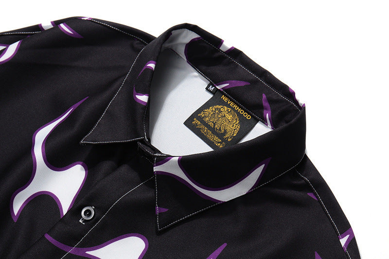 Graphic Print Long-Sleeve Shirt Modern Artistic Statement
