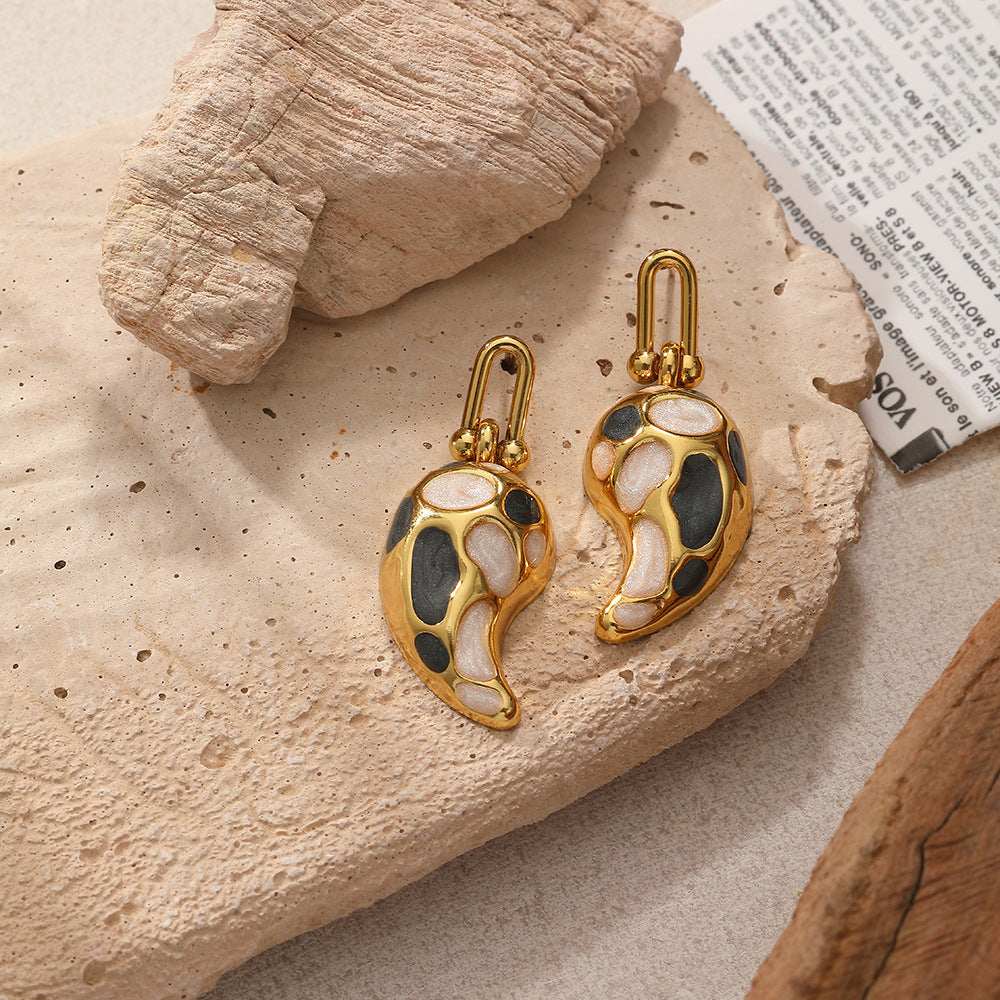 Elegant Drop-shaped Design Earrings U-shaped Buckle Stainless Steel Drop Oil