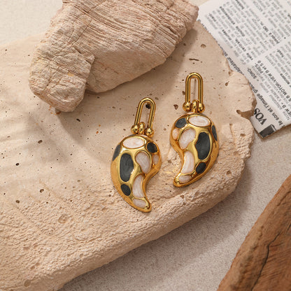 Elegant Drop-shaped Design Earrings U-shaped Buckle Stainless Steel Drop Oil