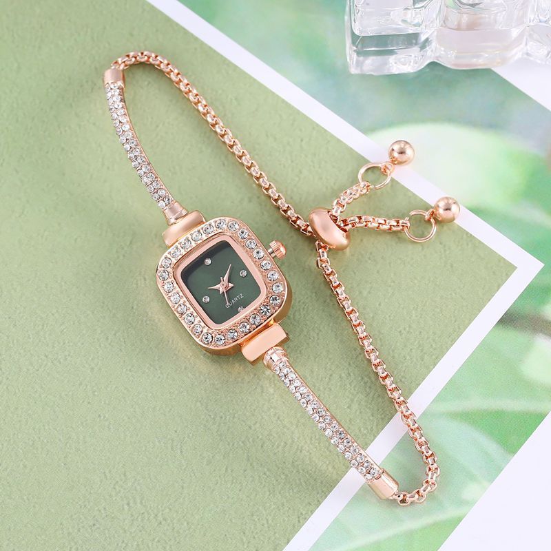 Pulling Rope Design Small Square Diamond Bracelet Watch