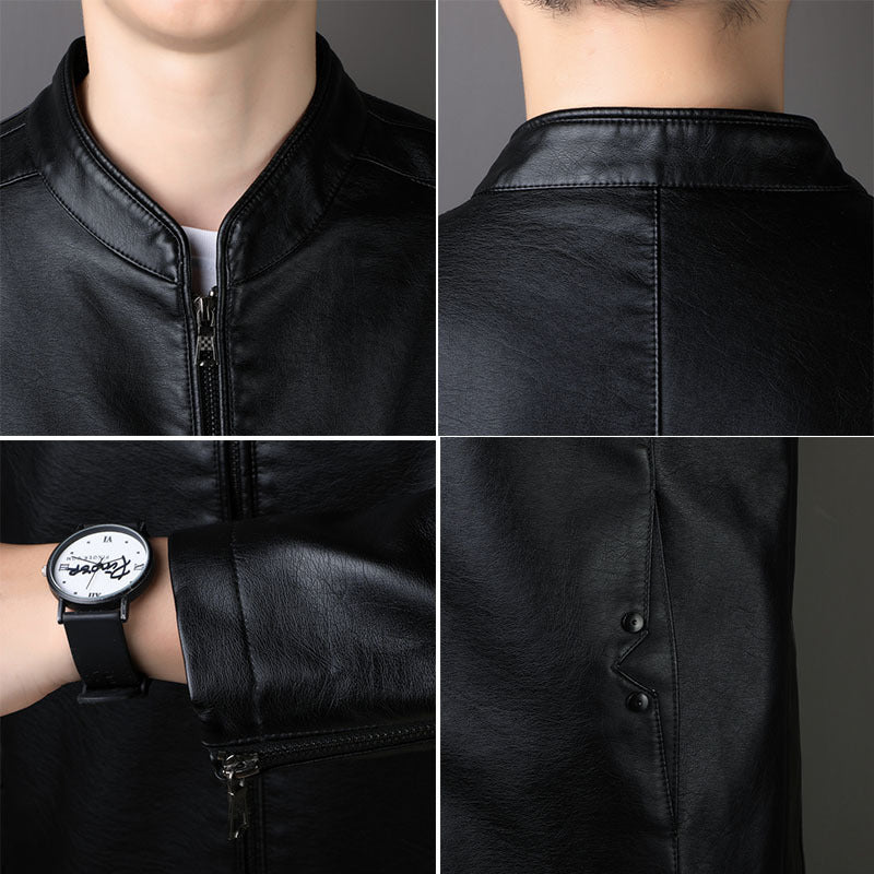 PU Leather Coat Mens Leather Jacket Versatile Premium Finish