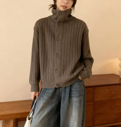 Vertical Single-breasted Turtleneck Knitting Idle Style Small Sweater