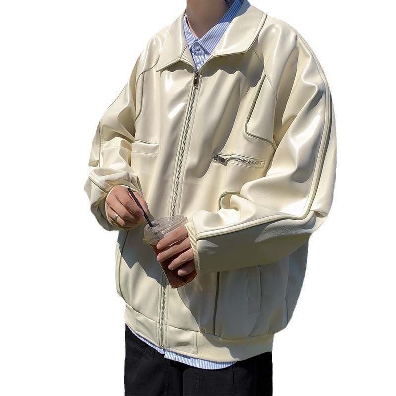 Spring Autumn Leather Coat Men Timeless Transitional Layer