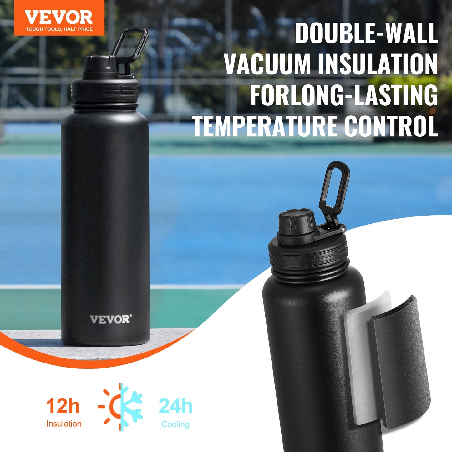 Onyx Wide: 40oz Wide-Mouth Stainless Steel Insulated Bottle
