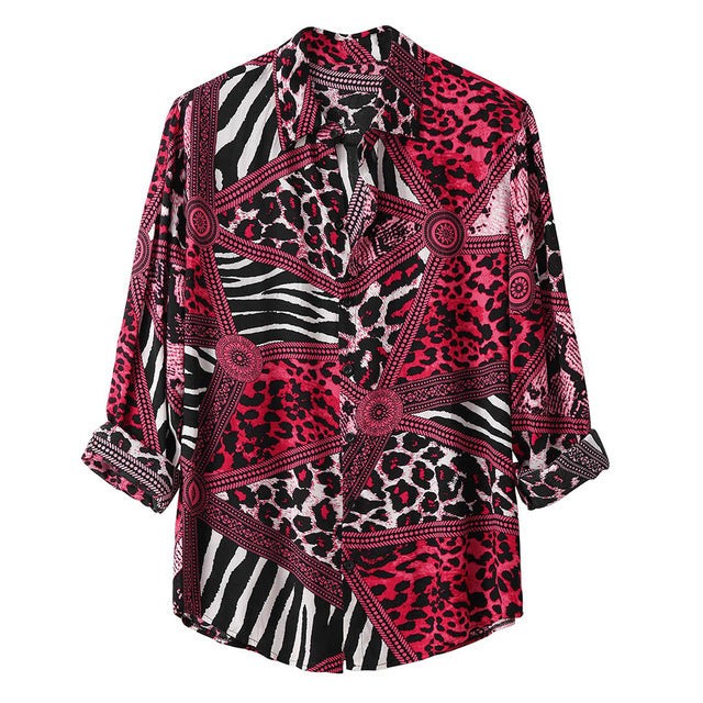 Fashion Leopard Print Long-Sleeve Shirt for Men Bold Sophistication