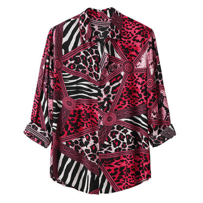 Fashion Leopard Print Long-Sleeve Shirt for Men Bold Sophistication