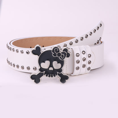 Belt Female Skull Wide Waist Seal Rivet Y2g Hot Girl Belt Men And Women