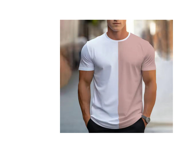 Two Colors Sports Casual T-shirt Short Sleeve Men
