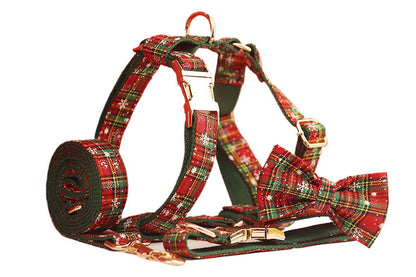 Green Background Snowflake Christmas Pet Collar