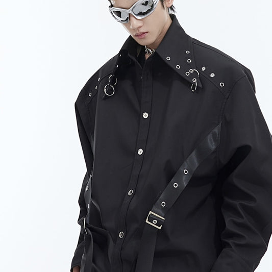 Deconstructing Shoulder Pad White Shirt Jacket Avant-Garde Structure