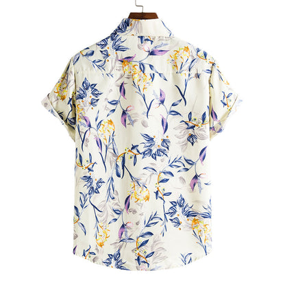 Casual Holiday Botanical Print Short Sleeve Shirt