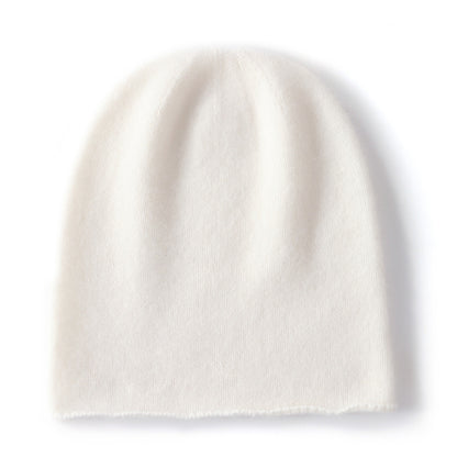 Cashmere Hat For Women Curled Brim Knitted Hat