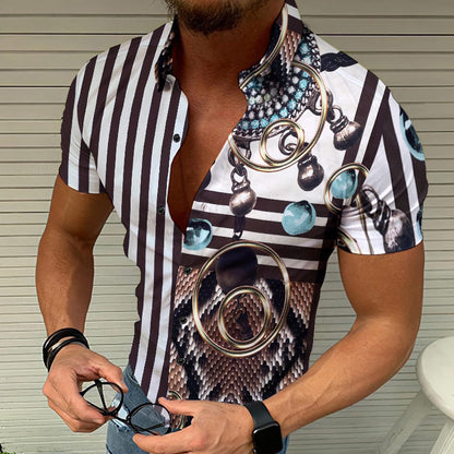Vibrant Summer Beach Graphic Print Casual Shirt