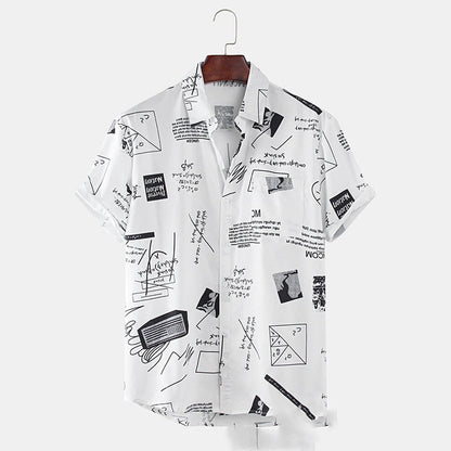 Cotton Linen Hawaiian Printed Cardigan Short Sleeve