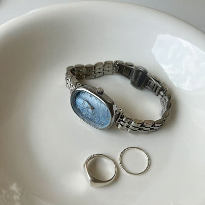 Ice Blue Fritillary Silver Quartz Watch For Women