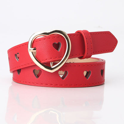 All-match Punch-free Hollowed Heart Shape Belt Ladies