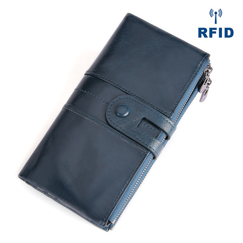 Retro Women's Leather Wallet Fashion Rfid Long Wallet