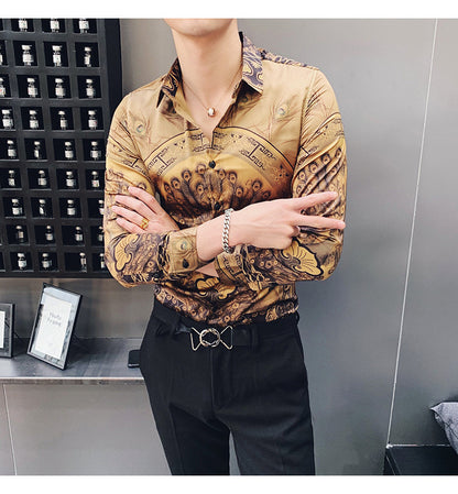 Korean Slim Long-Sleeve Shirt Tailored Urban Precision