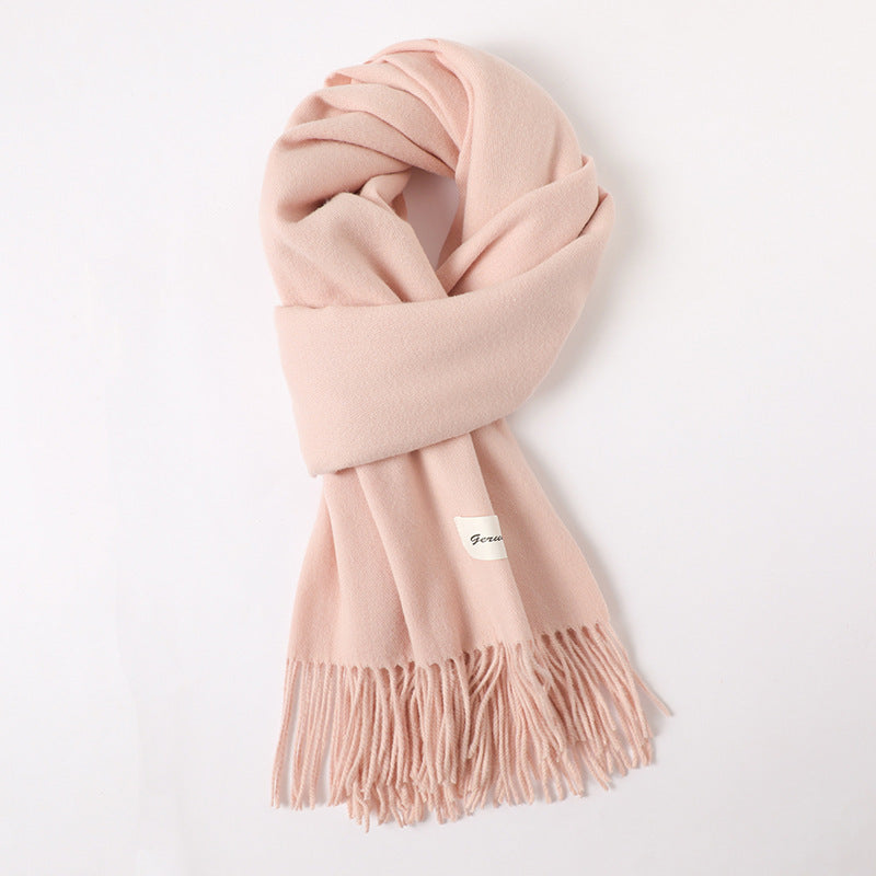 Simple Tassel Shawl Warm Artificial Cashmere Scarf
