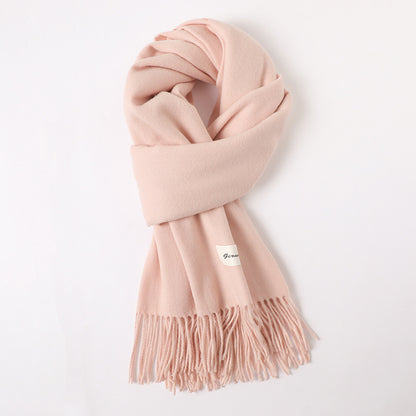 Simple Tassel Shawl Warm Artificial Cashmere Scarf