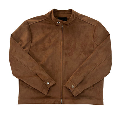 Brown Maillard Stand-Up Collar Jacket Rich Patina Depth