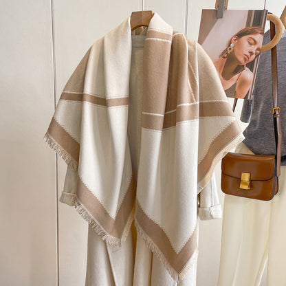 European And American Cashmere Square Towel Thickened Air-conditioned Room Warm Shawl Cloak