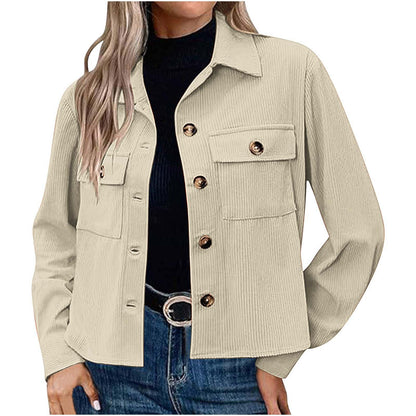 Women's Fashion Casual Short Short Corduroy Button Jacket