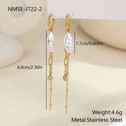 Pearl Earrings Long Tassel Stainless Steel Earrings Design Earrings