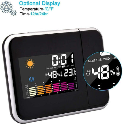 Smart Alarm Clock Digital LED Projector Temperature Time Projection LCD Display
