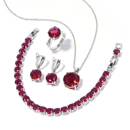 Geometric Round Earrings Ring Bracelet Necklace Ornament Suit