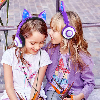 GlowKitty: LED Flashing Cat Ear Wireless Headphones