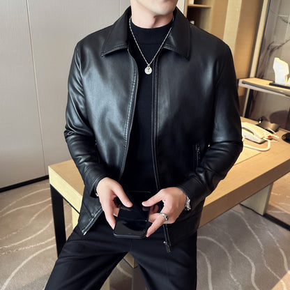 Leather Lapel Light Business Mens Jacket Professional Lightweight
