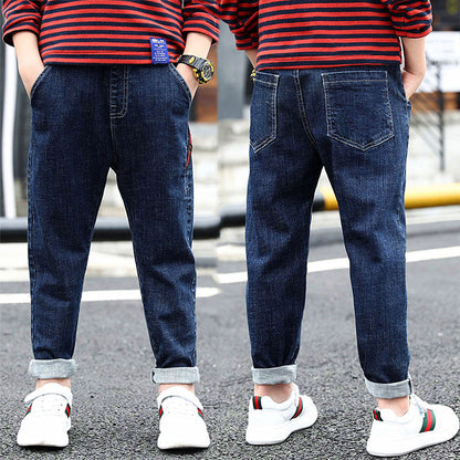 Boys Jeans Autumn Winter New One-Piece Velvet Luxe Insulation