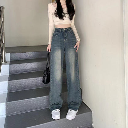 Loose High Waist Popular Straight Mop Pants