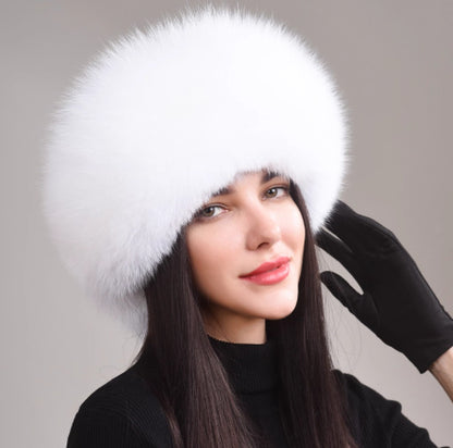 Women's Winter Genuine Leather Ethnic Style Warm Ear Protection Hat