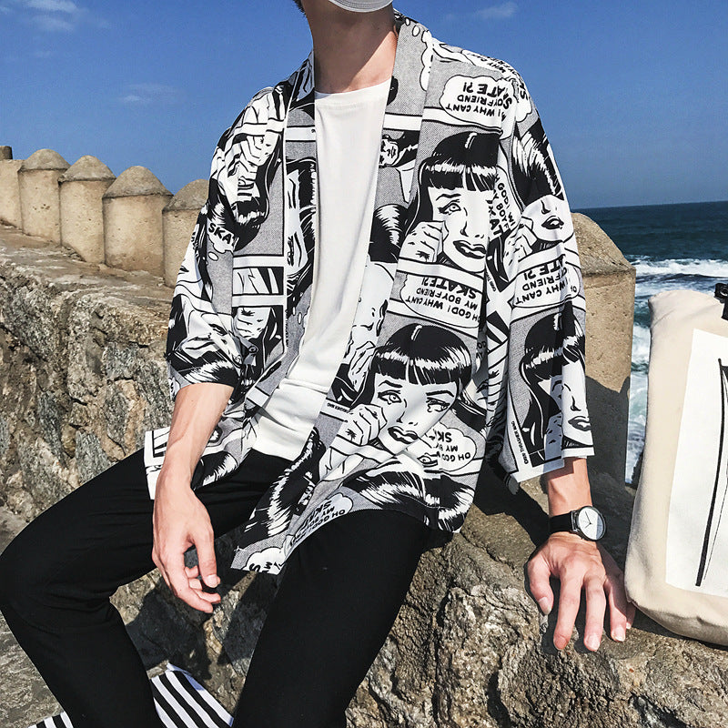 Half sleeve shirt robe