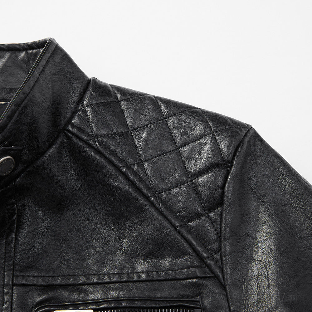Personalized Trendy Pocket PU Leather Coat Trendy Men Leather Jacket Signature Utility