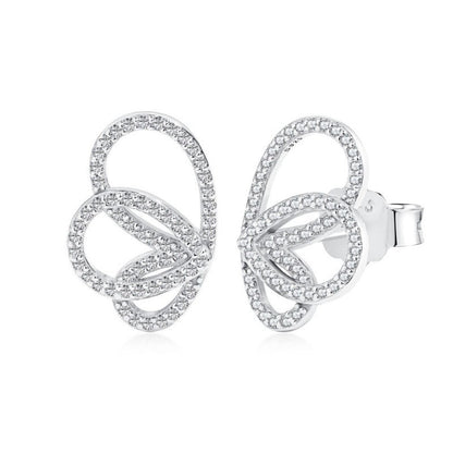 Jewelry S925 Sterling Silver Butterfly Studs Women's Diamond