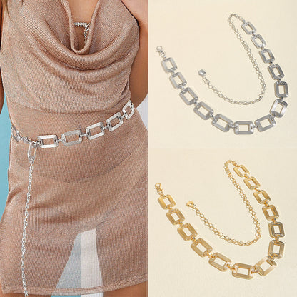 High-grade Metal Women's Hip Hop Style Decorative Waist Chain