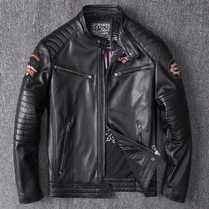 Mens Stand Collar Motorcycle Jacket Coat Bold Minimalist Profile