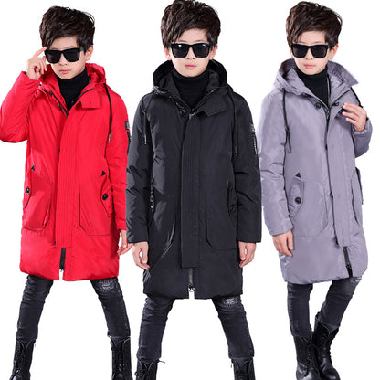 The Arctic Duck: Mid-Length White Duck Down Hooded Jacket