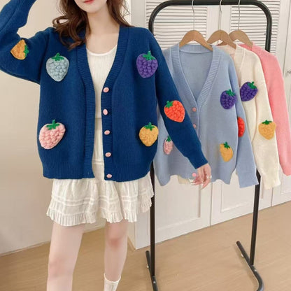 Handmade Embroidery High-end Cardigan Korean Style Design Heavy Work Sweater