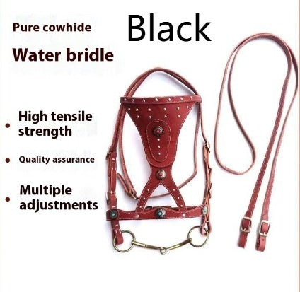Horse Halter Pure Cowhide Equipment Dragon Cover Metal Buckle Elegant