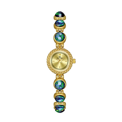 National Style Mid-ancient Light Luxury Malachite Bracelet Watch