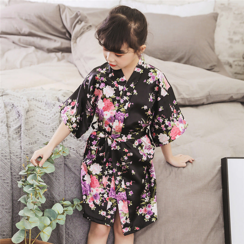 The Silk Robe: Cardigan Imitation Silk Bathrobe