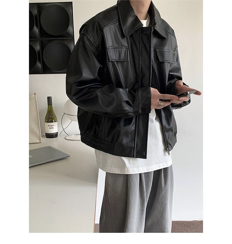 Vintage Motorcycle Leather Coat Mens Autumn Timeless Rider Style