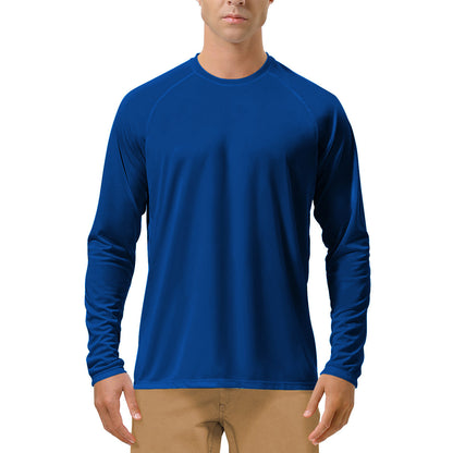 Quick-drying Solid Color Round Neck Sports Training Stretch Sun Protection Long Sleeve