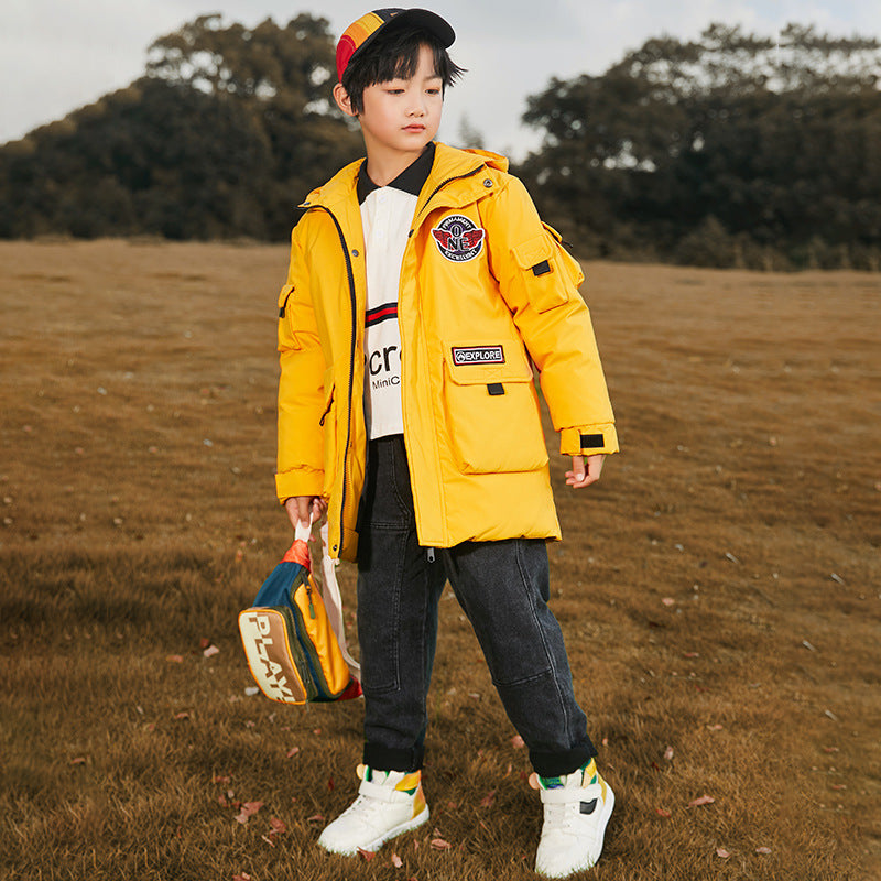 The Solid Down: Fashion Solid-Color Mid-Length Down Jacket