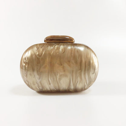 Women's Oval Acrylic Solid Color Pearly Evening Bag