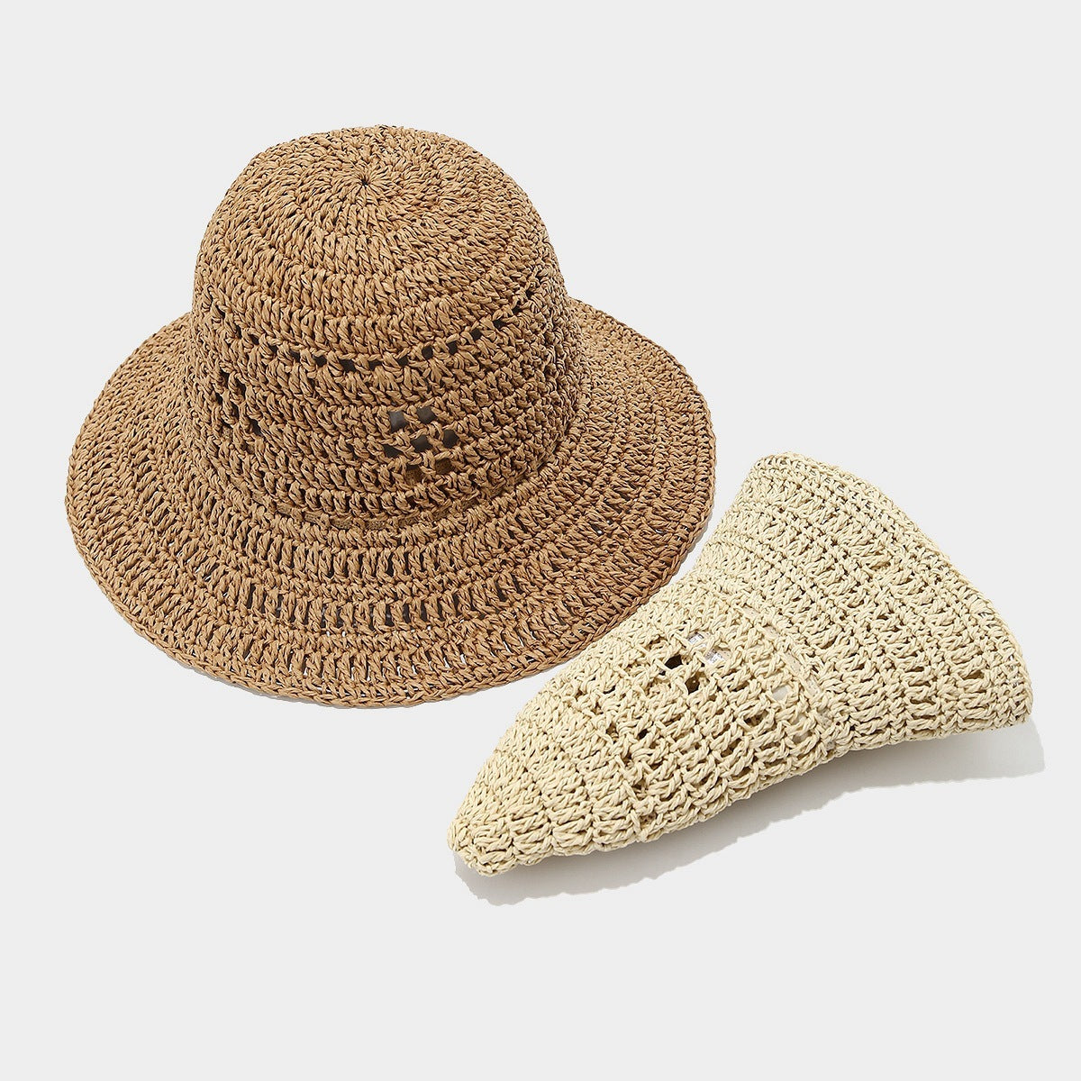 Fashion Crocheted Breathable Straw Can Shape Bucket Hat Women's Seaside Vacation